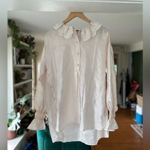 STINE GOYA Cream Blouse with Ruffled Collar